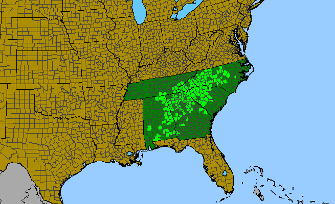 The range of Trillium catesbaei